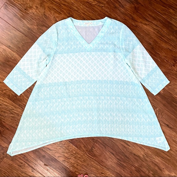 Indigo Soul Sharkbite Sheer Top Sz Large - Picture 2 of 8